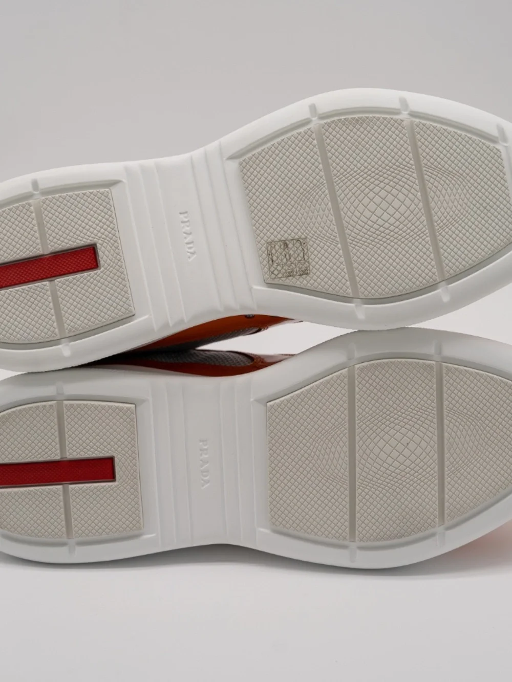Prada America's Cup Men's Sneakers Orange Patent Leather Silver Fabric 8uk 9 US